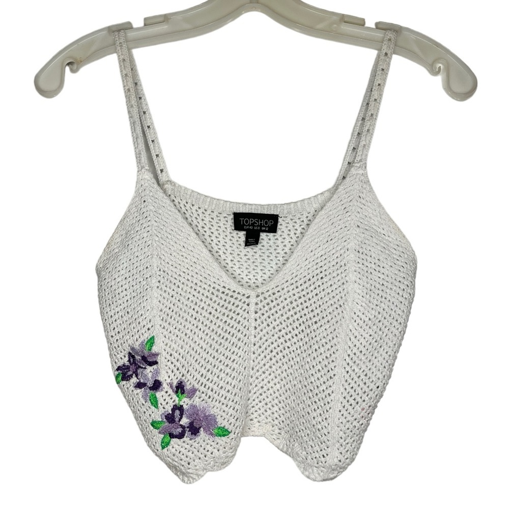 Topshop Embroidered Sweater Crop Top